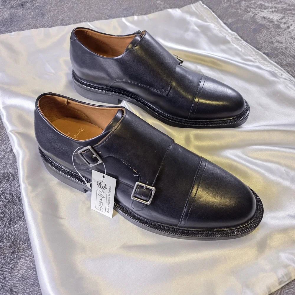Polo Ralph Lauren Asher Double Monk Strap Oxford Leather Dress Shoes Size 8